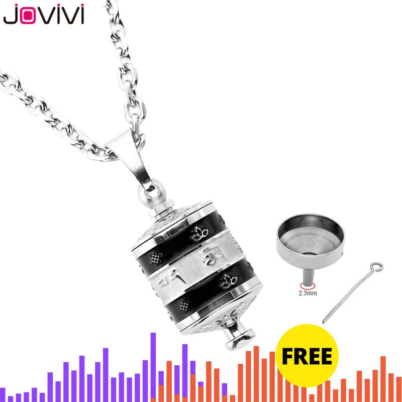 Jovivi нержавеющая сталь открытый Ом Мани Падме гул Молитвенное Колесо Бутылка Контейнер урна памятная подвеска Мемориал ясень память