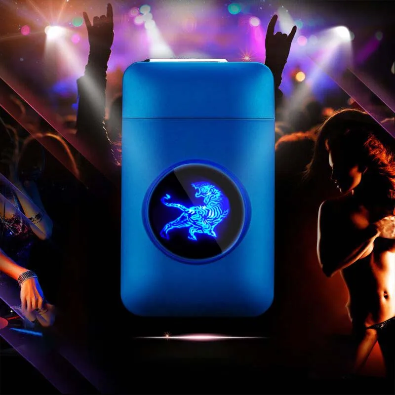 

Metal Cigarette Case Box with USB Electronic Lighter Tobacco Storage Case Cigarette Holder Electric Plasma Arc Lighter Gadgets