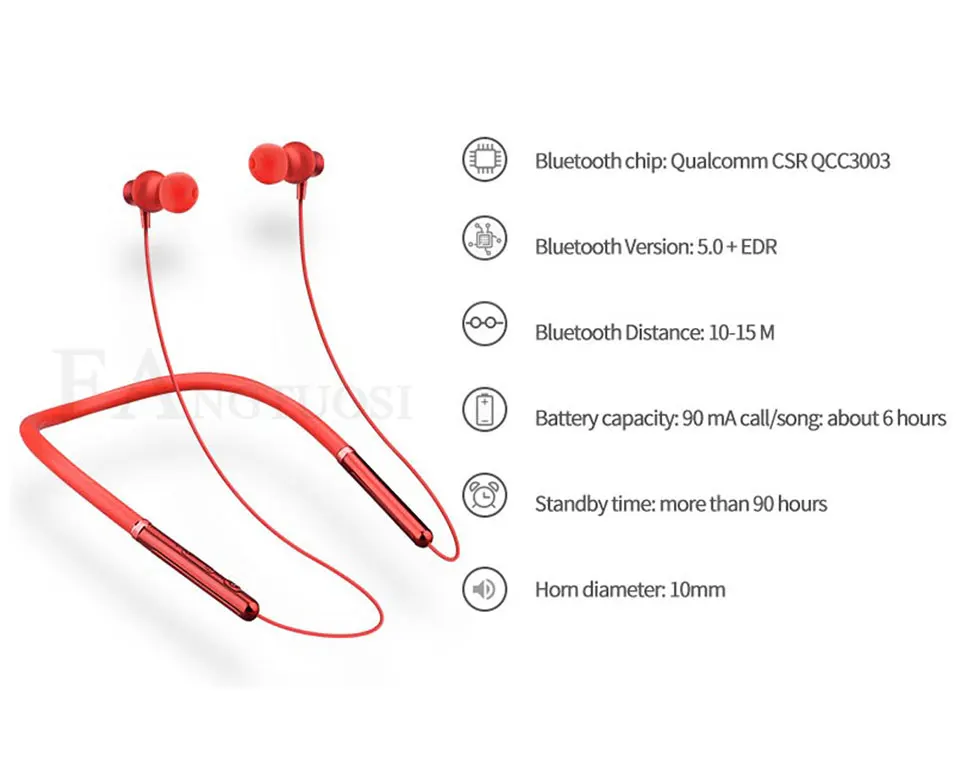 FANGTUOSI беспроводные Bluetooth наушники HiFi стерео спортивные наушники для бега гарнитура наушники аурикулярный с микрофоном для iPhone samsung IOS
