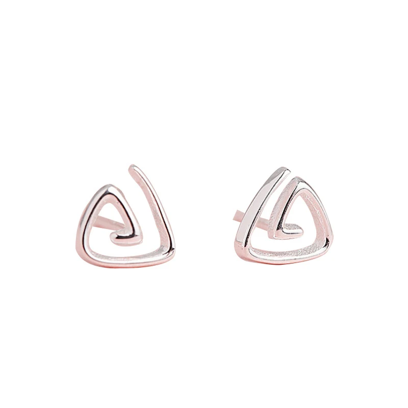 

925 Sterling Silver Pin Simple Lovely Exquisite Fashionable Rotating Triangle Earrings Geometric Earrings Accessories Gift Girl