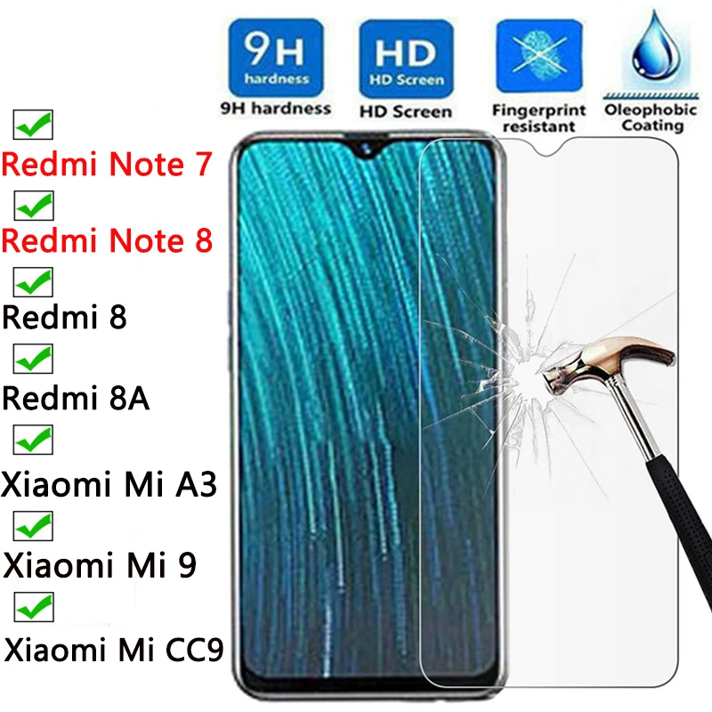 Защитное стекло 9H для Xiaomi Mi A3 9 Lite CC9 CC9E Redmi 8 8A Note 7 Pro | Мобильные телефоны и