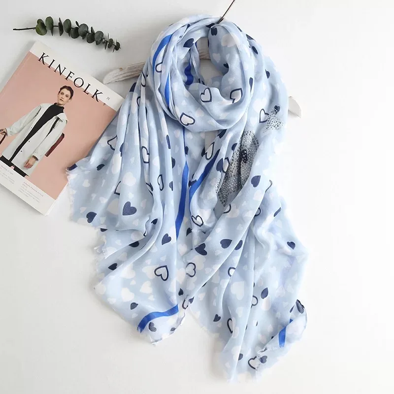 Цветной длинный шарф с принтом в виде сердца накидка для пляжа блестящий