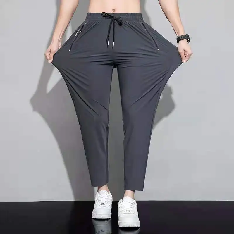 

2021 Summer Leisure Ice Silk Air Conditioning Pants Men's Casual Pants Men's Stretch Casual Sports Quality Loose Sports Pants