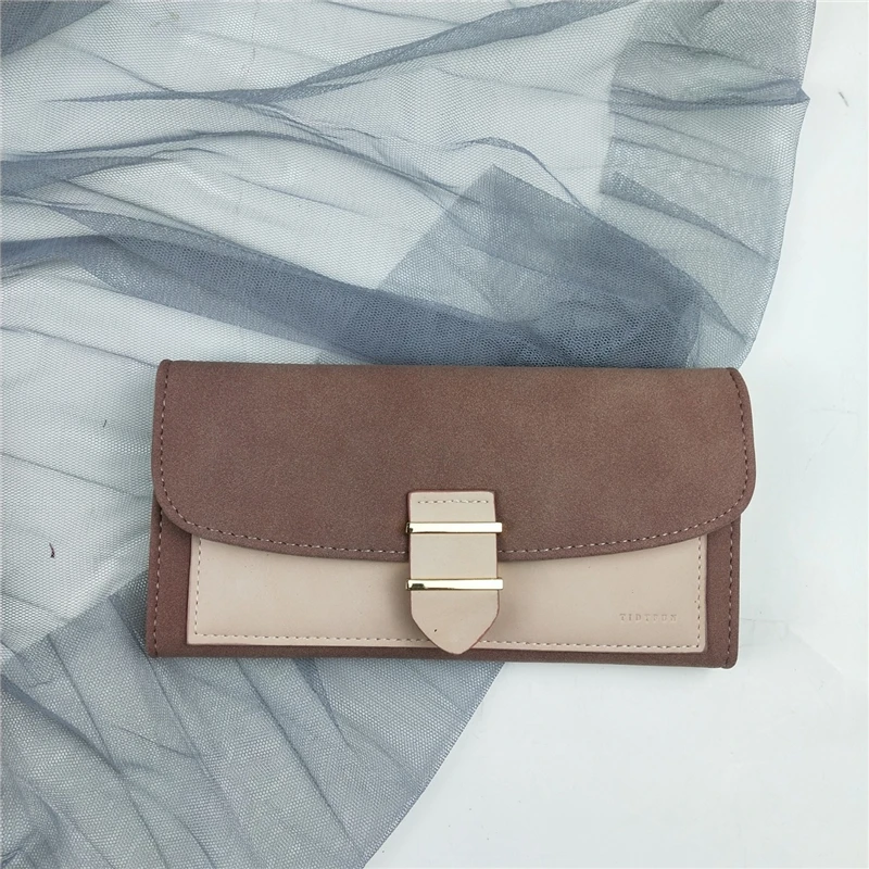 

Women Matte Long Hasp Wallets Fashion Female Stitching Large-capacity Coin Purses Ladies Casual Creative Mobile Phone Bag