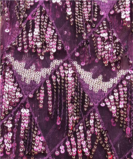 Purple 12 1 ярд высококлассная африканская сетка с блестками вышитая кружевная ткань ФРАНЦУЗСКИЙ тюль кружево свадебное нигерийское платье DIY аксессуары 91*130 см - Цвет: Purple 12
