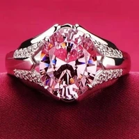 milangirl new arrivals fashion pink oval aaa cubic zirconia rings for women white color party jewelry