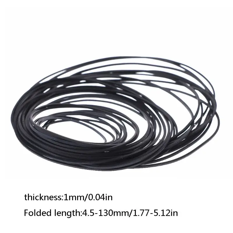 

50Pcs/bag 1mm Mix Cassette Tape Machine Belts Assorted Flat Rubber Belt 45-130mm