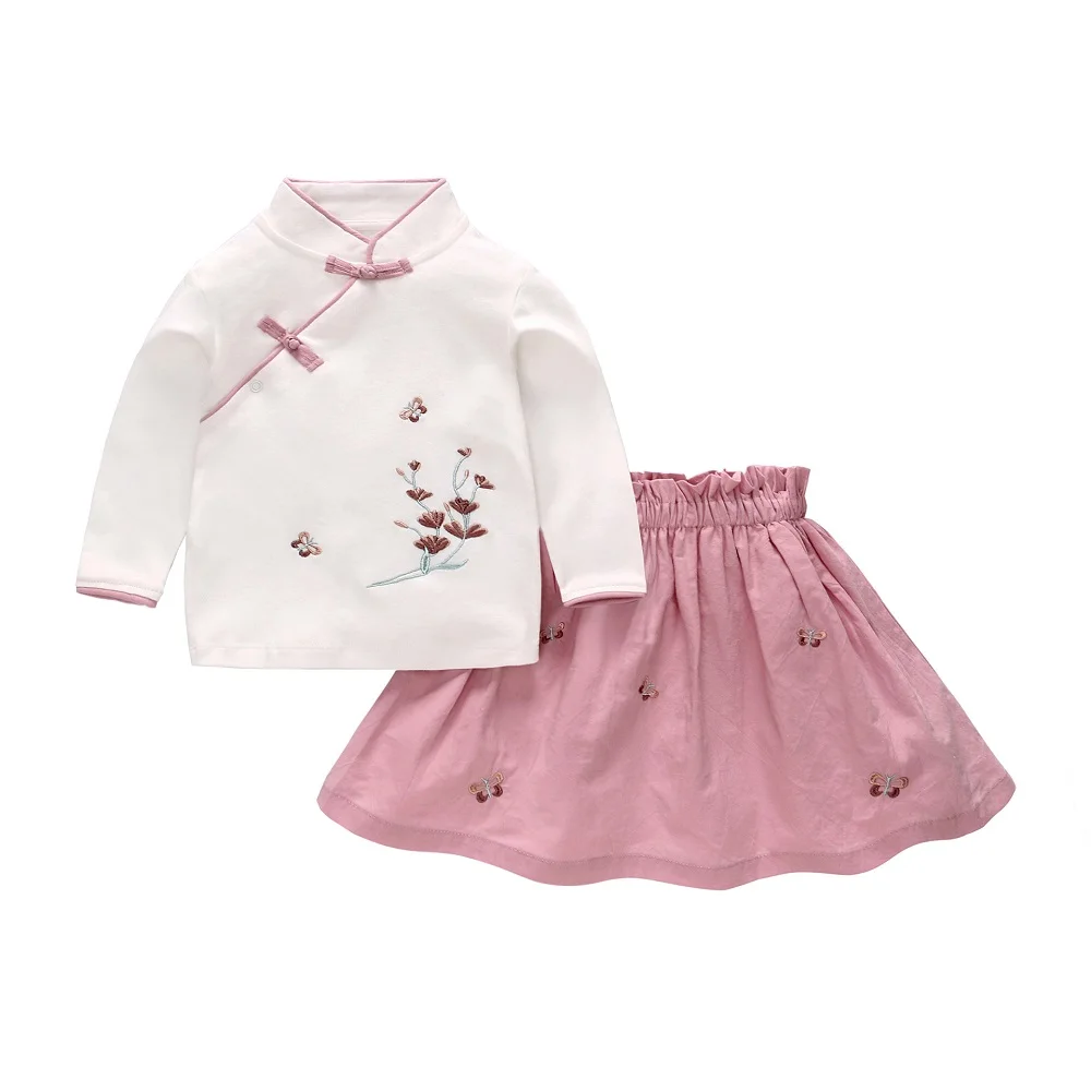 Vlinder детская одежда костюмы с юбкой для девочек новый костюм в китайском стиле из