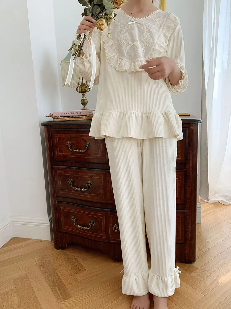 Зима 2019 Женский утепленный Пижамный костюм Женская фланелевая Коралловая