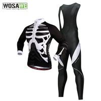 wosawe men autumn mountain bike skeleton long sleeve jersey quick drying cycling big pants maillot cycle wear clothes