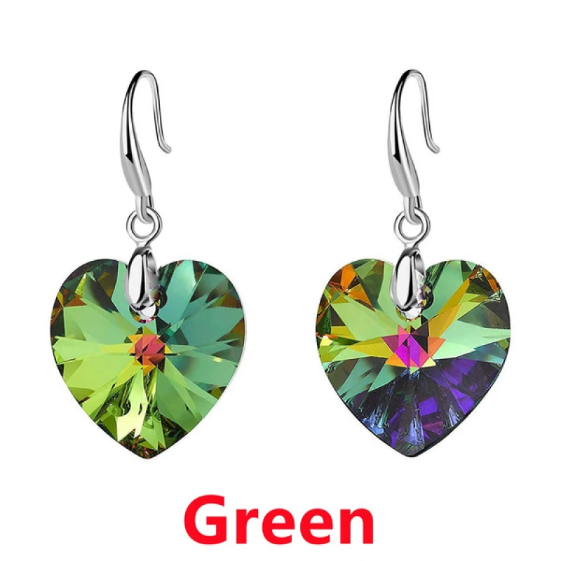 Изысканные серьги в форме сердца с множеством цветов на выбор для женщин: эстетический аксессуар из роскошных австрийских кристаллов.