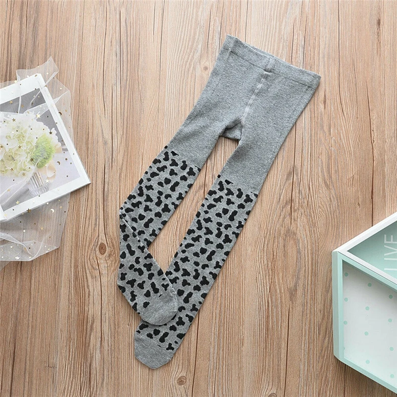 Хлопковые колготки с леопардовым принтом для маленьких девочек теплые леггинсы
