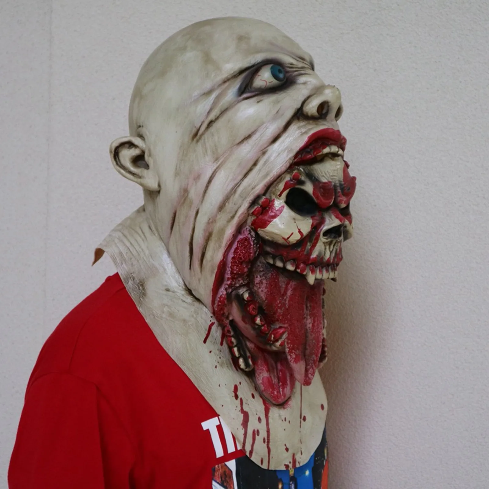

Horrible Melting Face Latex Adult Bloody Zombie Mask Halloween Scary Cosplay Prop Costume Horror Holiday Party Decoration