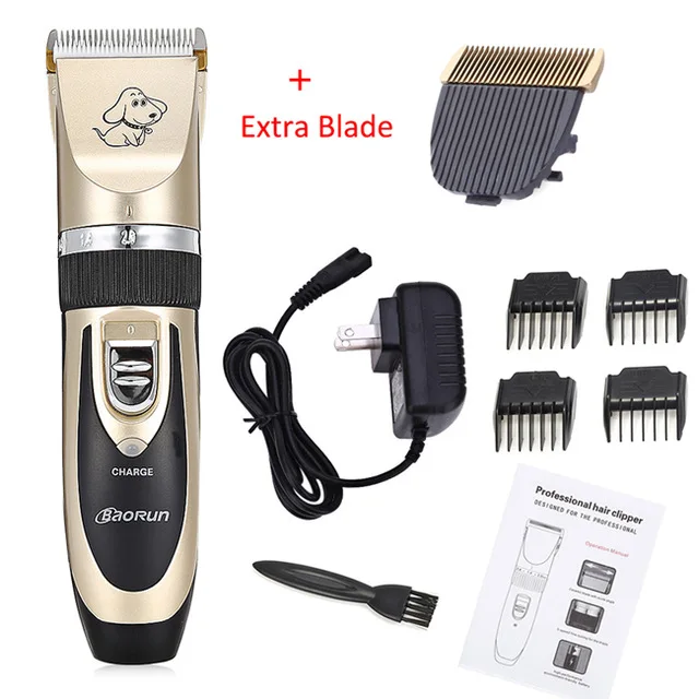 US with Blade Head Professional Dog Hair Clippers Trimmer Electric Pet Grooming Tool Rechargeable Cat Shaver Hair Cutter Dog Haircut Machine EU US - Цвет: US with Blade Head