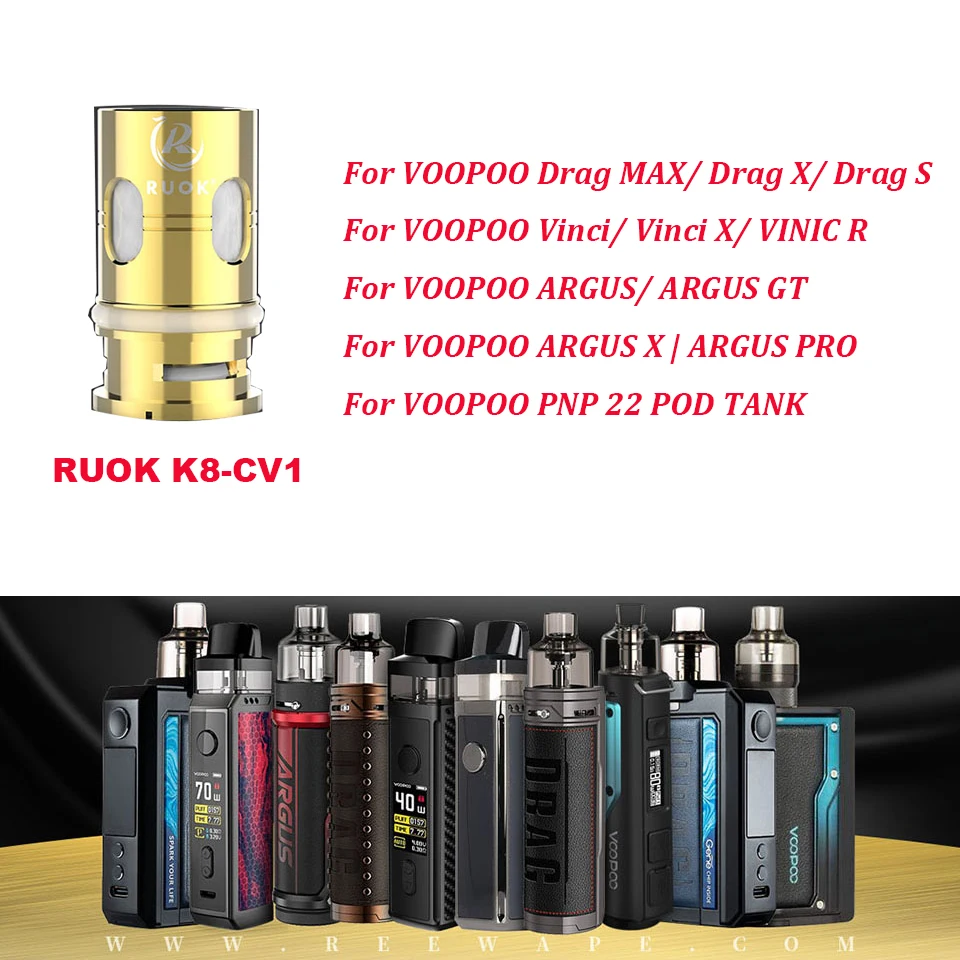 Катушка REEWAPE RUOK для VOOPOO PNP 22 POD TANK / Drag MAX/ X Sinci Vinci VINIC R/ ARGUS GT|Аксессуары батарей| |