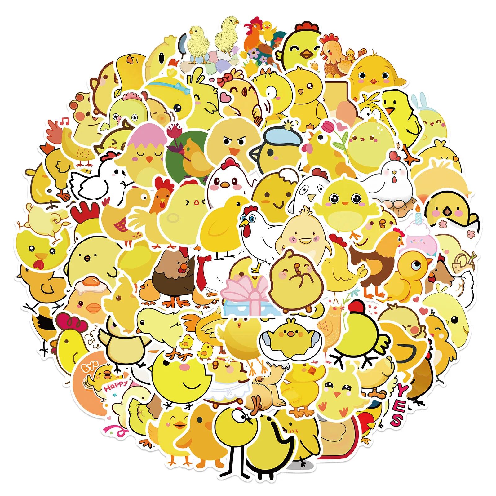 

10 / 30 / 50pcs Cartoon Little Yellow Chicken Personality DIY Decoration Suitcase Mobile Phone Case Guitar Toy Sticker Wholesale