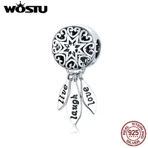 Браслет WOSTU, из стерлингового серебра 925 пробы, с подвеской в виде сердца