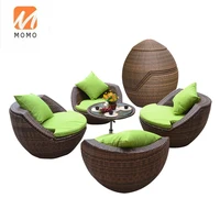 nordic outdoor furniture beach garden balcony stackable ball shape outdoor seater leisure rattan sofa table and chair