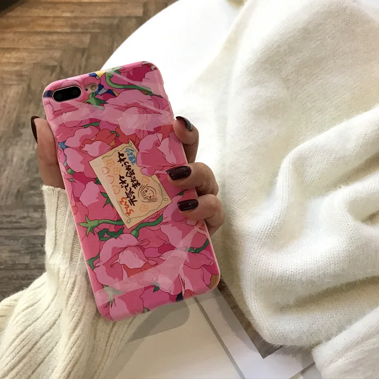 Kawaii Japanese Pink Flowers Phone Case For iPhone 7 8 Puls 6 6S X Cases Soft Silicone Back Cover Coque Fundas Capa | Мобильные