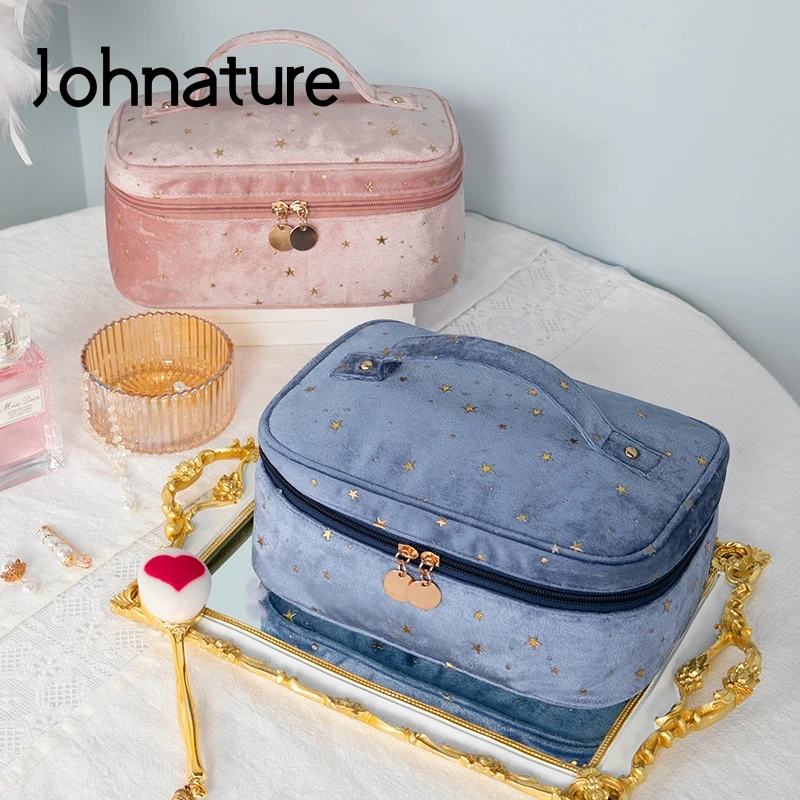 

Женская бархатная косметичка Johnature, Портативная сумка для хранения косметики, уличная дорожная сумка для туалетных принадлежностей, 2021