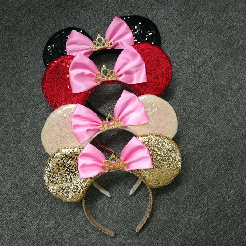 Луки головной убор Минни с блестками и повязка на голову фестиваль DIY аксессуары