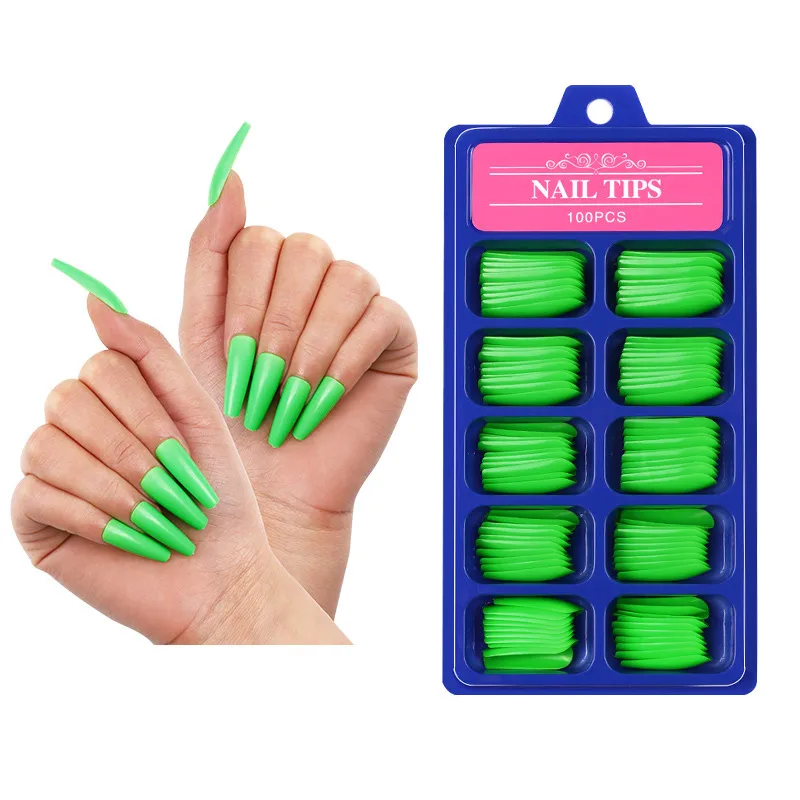 

100 Pcs/Set Fake Nails Accessories for Manicure Decoration 2021 Fashion Multicolor Artificial Nail with Design