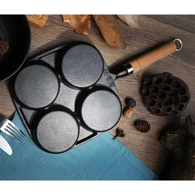 Сковорода 4-в-1 утолщение железа жареное яйцо сковородка для омлета антипригарная