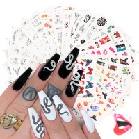 false nail artificial tips set full cover for decorated short long coffin press fake python dark letter nails sticker