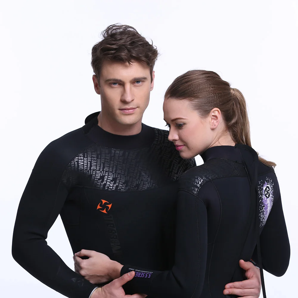 Слитный неопреновый купальник для дайвинга SBART 5 мм мужчин и женщин с длинным