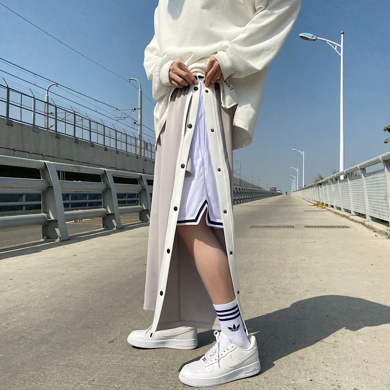 

2021 summer men's thin pants breasted straight nine-point casual pants fashion trend high-quality hip-hop pants men