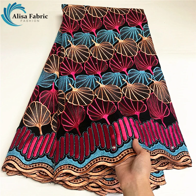 

Dubai Fabrics Purple Fabric African Swiss Voile Lace With Stones High Quality 100% Cotton Lace Nigerian Dry Lace For Party 5yard