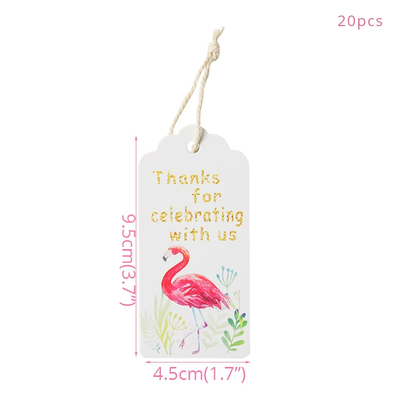 20pcs paper tags Гавайский участник Luau Розовый фламинго декоративная бумага для вечеринок Салфетка под тарелку кружку день рождения Лето Гавайские вечерние принадлежности - Цвет: 20pcs paper tags