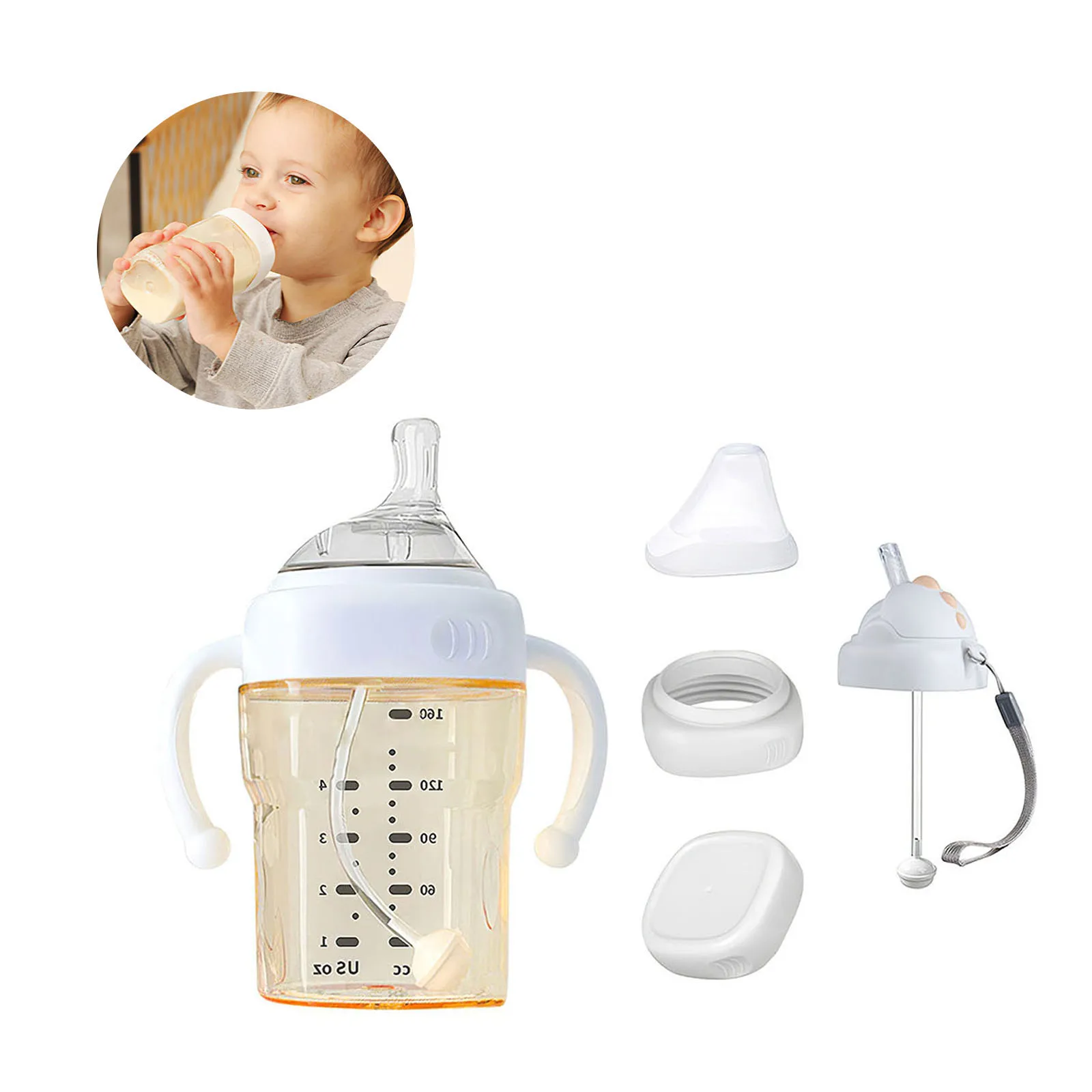 

Baby bottles Drinking Cup Feeding Bottle Wide-Caliber Multifunctional Drinking Milk Drinking Water Dual-use Bottle BPA Free