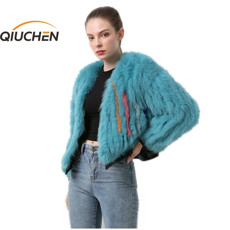 Новое поступление Женское пальто QIUCHEN PJ20083 из натурального меха куртка Лисьего с