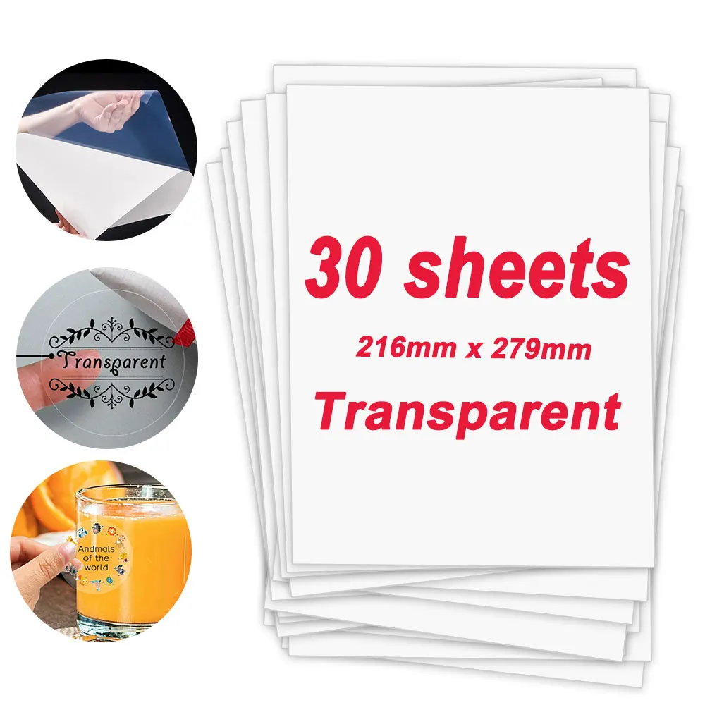 

Прозрачная фотобумага для струйного принтера, 30 листов, 216*279 мм, водонепроницаемая копировальная бумага, бумага для принтера, бумага «сдела...