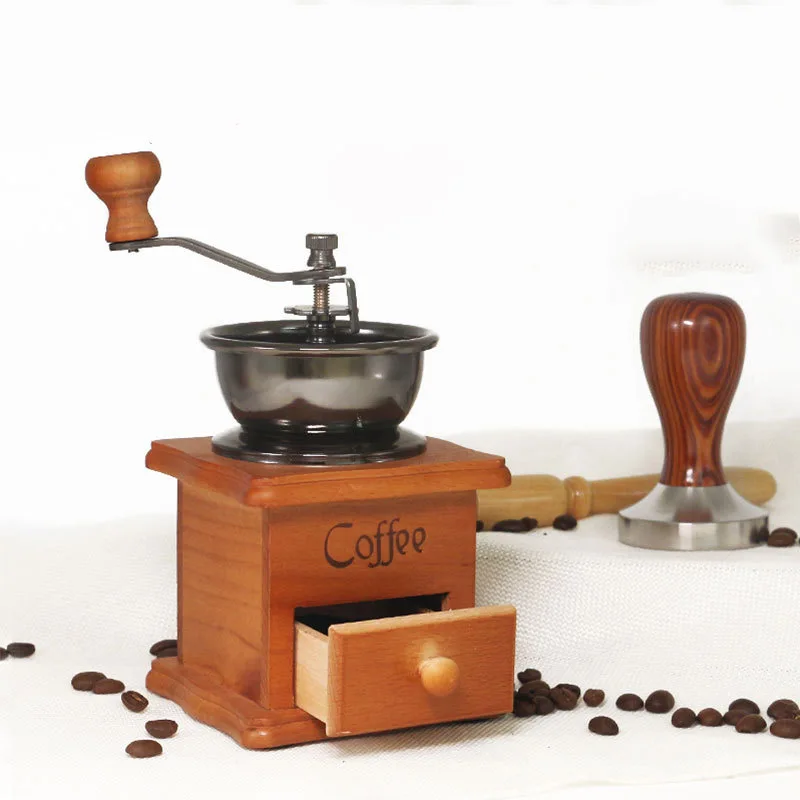 

Ручная кофемолка из нержавеющей стали и керамики в стиле ретро, чугунная ручная кофейная зерна, специи, миниатюрная мельница для заусенцев, ...