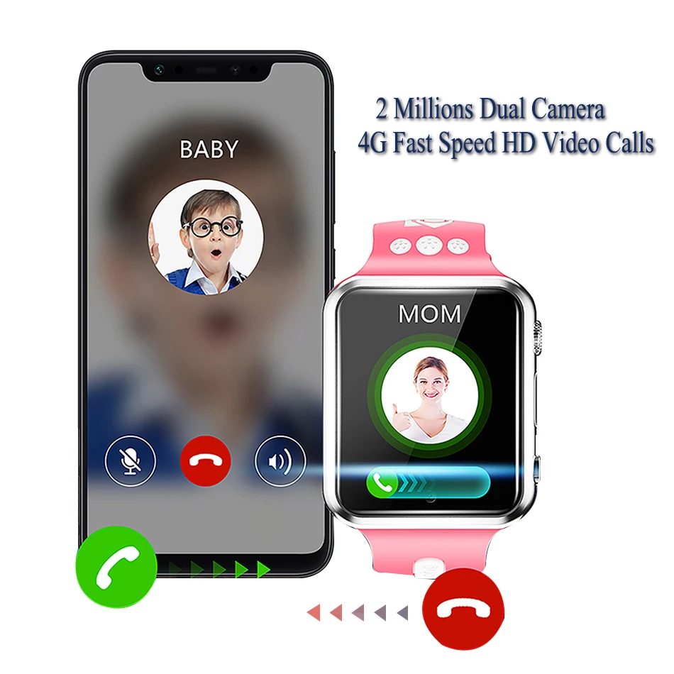 Смарт часы W5 с функцией видеозвонков 2/4 ядер процессор GPS Wi Fi студент детское