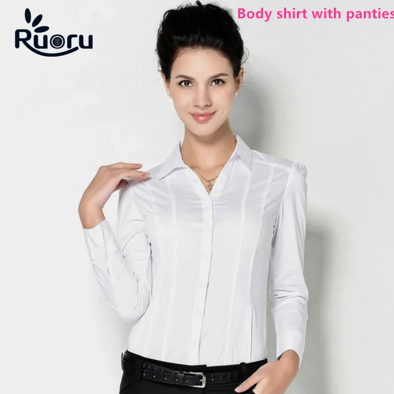 Ruoru модные боди для женщин офисные блузы рубашки Боди облегающие с длинными
