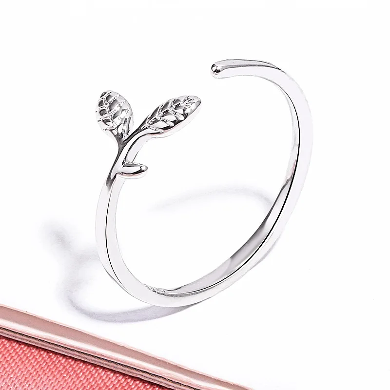 Leaf Кольца из нержавеющей стали для женщин, корейская мода, капля воды, циркон, кольца для открытия, современные женские ювелирные изделия, регулируемое обручальное кольцо - Цвет основного камня: Leaf