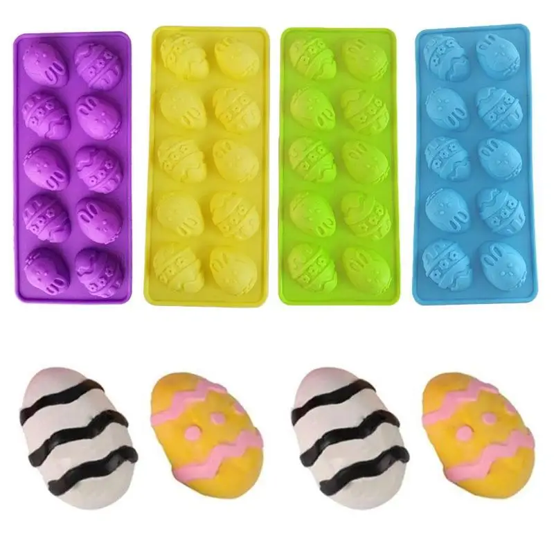 

6 Cavity Easter Egg and Easter Series Bonus Baking Shape Cake Chocolate Silicone Fondant Candy Easter Cook Bunny Mold E5U1
