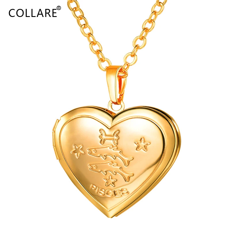 Collare подвеска рыбы сердце фото медальон Золотой/Серебряный цвет Созвездие