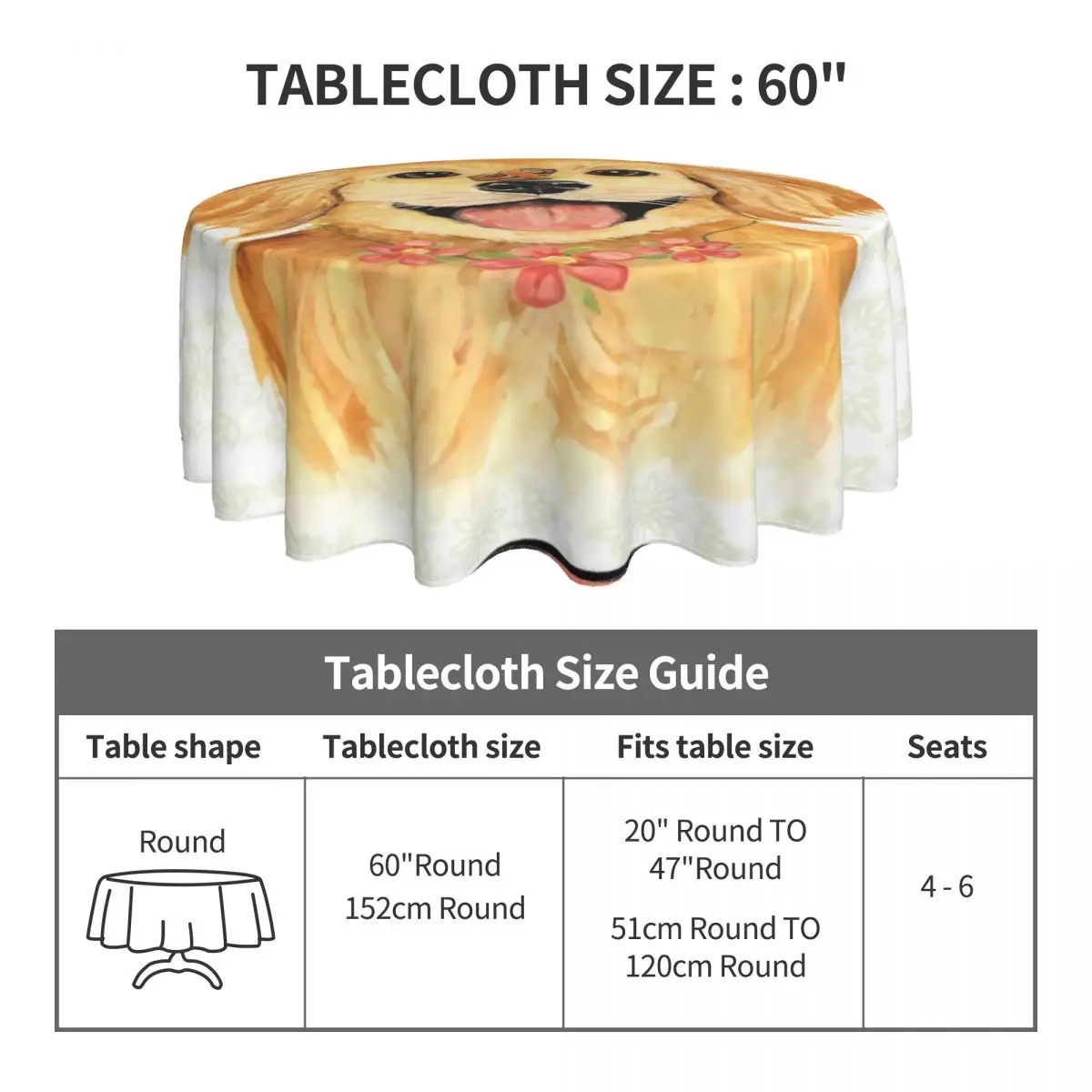 Скатерть с изображением собаки золотистого ретривера скатерть для стола из