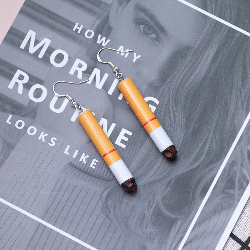 Висячие серьги в виде сигарет с подсветкой забавные индивидуальные реалистичные