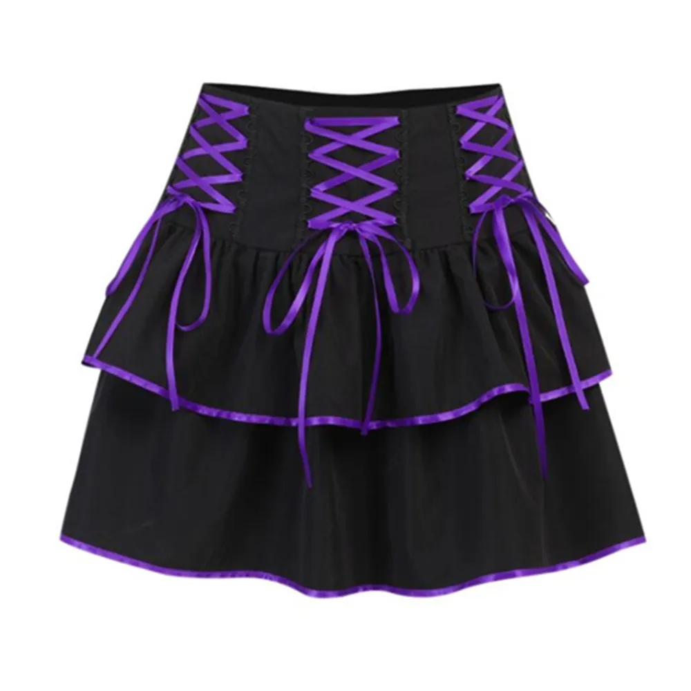 

Summer High Waist Ruffle Pleated Skirt Vintage Harajuku Gothic Clothes Women Short Punk Lolita Skirt For Woman