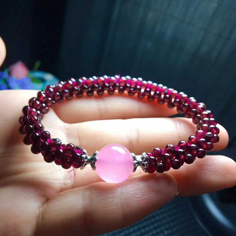 Natural Wine Red Garnet Quartz Round Beads 10mm Clear Rose Amethyst Beaded Bracelet Women Fashion Stone AAAAA | Украшения и