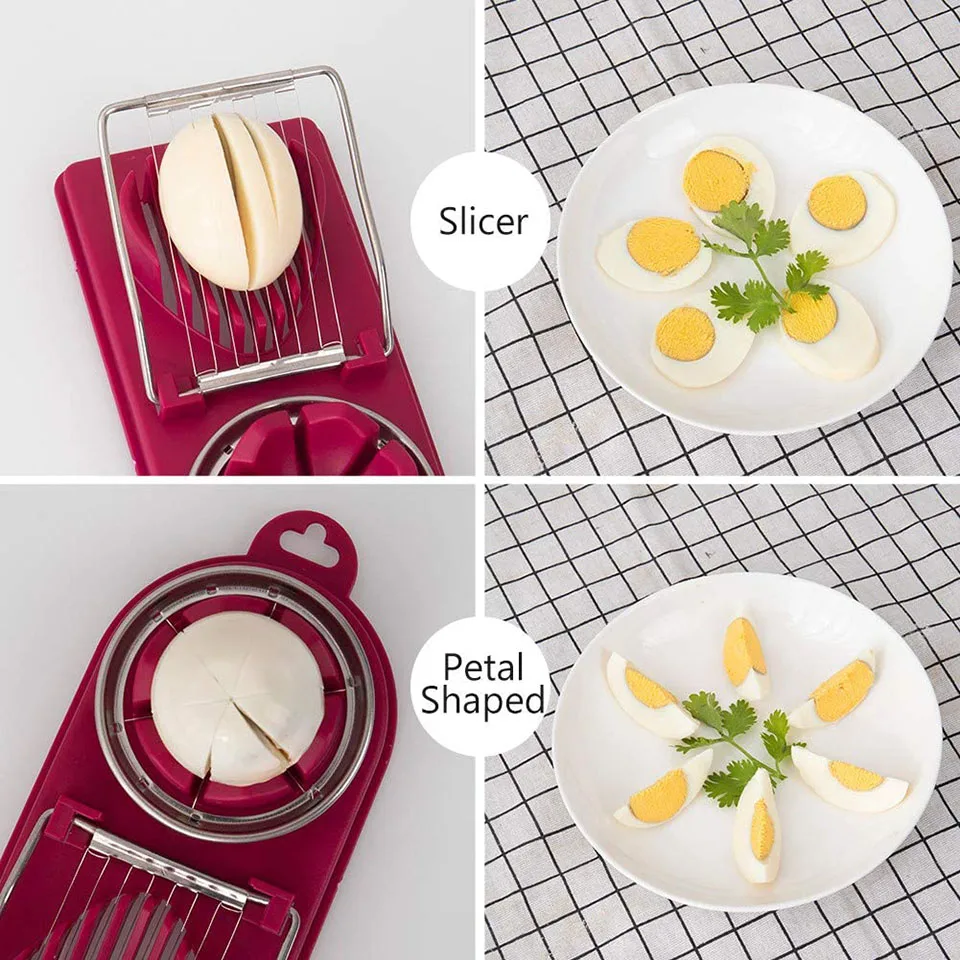 

New type Multifunctional Egg Cutter Stainless Steel Egg Slicer Sectioner Cutter Mold Flower-Shape Meat Cutter Kitchen Gadgets