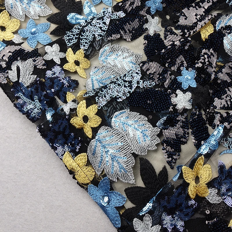 

Free Shipping 2020 New Chic Floral Embroidery Design Sexy Sleeveless Celebrity Paryt Club Ruffles Mini Dress