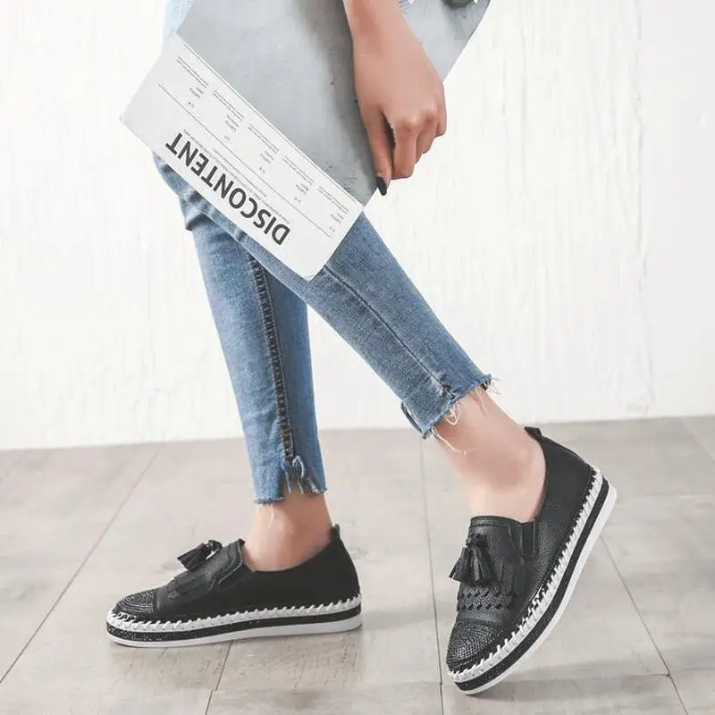 Женские туфли с бахромой YEELOCA новые корейские модные на плоской платформе со