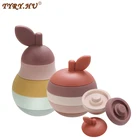 TYRY.HU 5 шт.компл. силиконовый строительный блок детский силиконовый Прорезыватель Яблоко Груша мягкий блок Обучающие игрушки Монтессори штабелируемые блоки