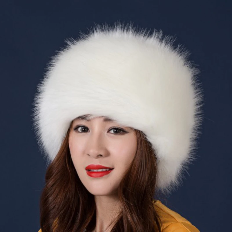 

2020 Winter New Fashion Earmuff Hats imitation Fox Fur Princess Hat Mongolian Hat Russian Outdoor Ladies Warm Hat